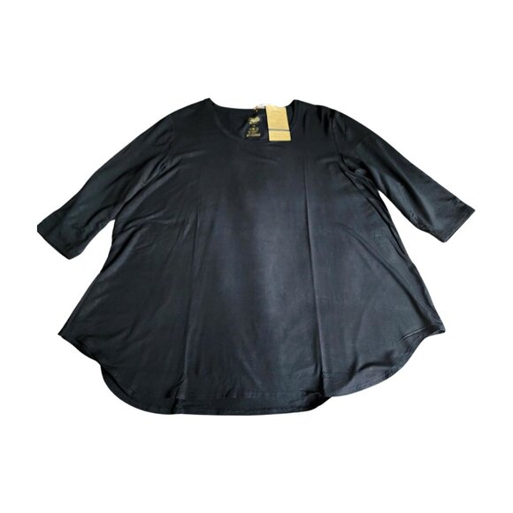 Blue Sky Plus Size Black 3/4 Sleeves Tunic with Crew Neck Soft Jersey. Size 1X - Picture 5 of 9